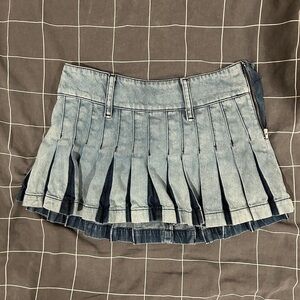 Kimchi Blue Two-Tone Denim Pleated Mini Skirt